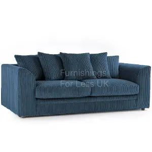 Luxor Jumbo Cord Blue Fabric 3 Seater Sofa