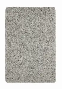 Grey Modern Shaggy Easy to Clean Plain Rug for Living Room, Bedroom, Dining Room - 60cm X 100cm