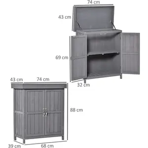 2 ft. W x 1 ft. D Solid Wood Tool Shed Grey