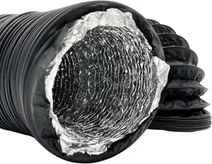 AirTech-UK Combi ducting 150mm Dia 6" Black Flexible Ducting Combi Duct Aluminium Flexible (5 Meter)