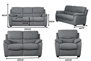 PS Global 3+2+1 Manual Reclining Phoenix Sofa (Grey)