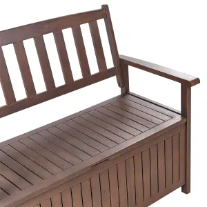 Garden Bench with Cushion SOVANA with Storage Acacia Wood White