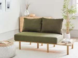 2 Seater Boucle Sofa with Table Dark Green SALO