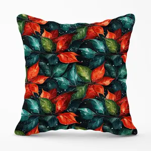 Christmas Watercolour Holly Leaf Cushions 60cm x 60cm