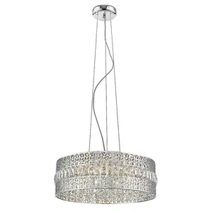 Luminosa Contemporary Pendant Ceiling 7 Light Chrome, Crystal