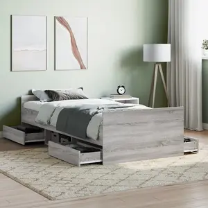 Berkfield Bed Frame with Headboard and Footboard Grey Sonoma 90x200 cm