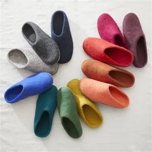 Fair Trade Unisex Eco Felt Mule Slippers Suede Sole