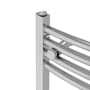 Right Radiators Prefilled Thermostatic Electric Heated Towel Rail Curved Ladder Warmer Rads - Chrome 1400x400 mm