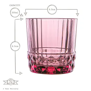 Bormioli Rocco - America '20s Water Glasses - 300ml - Lilac Rose - Pack of 6