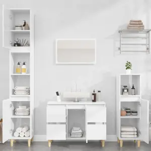 Berkfield Sink Cabinet High Gloss White 80x33x60 cm Engineered Wood