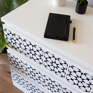 Quadrostyle Agadir Black Wall Tile and Furniture Vinyl Stickers 15cm(L) 15cm(W) pack of 6