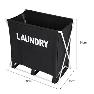 Black Folding Large Basket Bag Organizer for Dirty Clothes Heavy Duty Laundry Cart Baskets with Handle