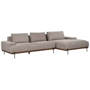 Corner Sofa MARIFERD Light Brown Fabric Left Hand