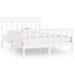 Berkfield Bed Frame White Solid Wood Pine 120x200 cm