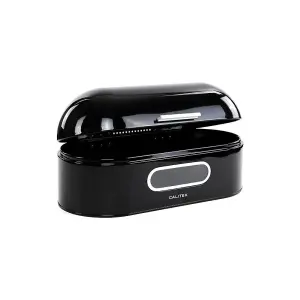 CALITEK Retro Bread Bin Round Top Kitchen Counter Coated Carbon Steel Black