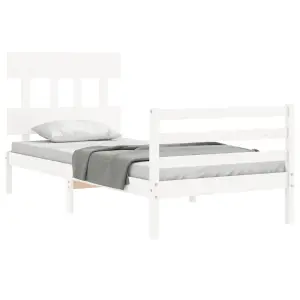 Berkfield Bed Frame with Headboard White 90x200 cm Solid Wood