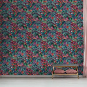 Grandeco Jungle Fever Paradise Flower Orange Wallpaper JF2301