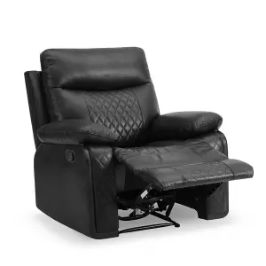 Carson 1 Seater Manual Recliner, Black Air Leather