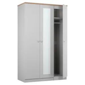 Sussex Ready assembled Traditional Grey & oak effect Tall Triple Wardrobe With 1 mirror door (H)1970mm (W)1110mm (D)530mm