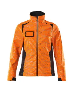 Mascot Accelerate Safe Ladies Fit Softshell Jacket with Reflectors (Hi-Vis Orange/Dark Navy)  (XX Large)