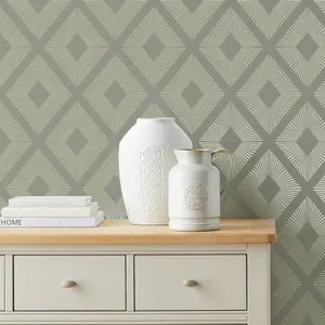 Next Deco Triangle Sage Smooth Wallpaper