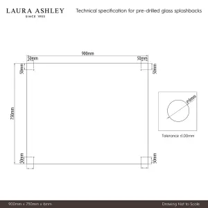 Laura Ashley Clear Glass Splashback, (H)750mm (W)900mm (T)6mm