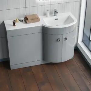 Nes Home 1100mm Right Hand Bathroom Vanity Basin Unit Grey