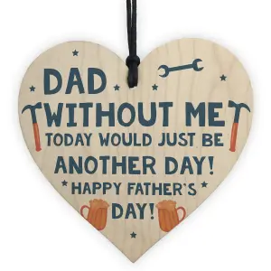 Red Ocean Funny Fathers Day Gift Idea Novelty Wooden Heart Gift For Him Dad Gifts Present