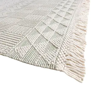 Ivory Geometric Kilim Luxurious Modern Easy to clean Rug for Dining Room Bed Room and Living Room-200cm X 280cm