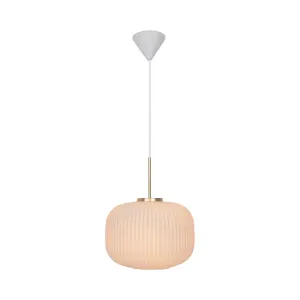 Nordlux Milford Dome Pendant Ceiling Light Opal white E27