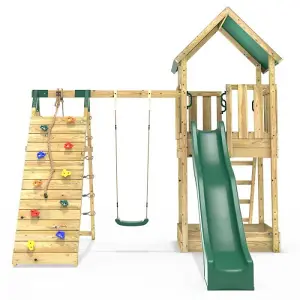 Rebo Modular Wooden Climbing Frame Adventure Playset - Swing and Climb Haldon