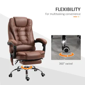 Vinsetto Heated 6 Points Vibration Massage Executive Office Adjustable Swivel Ergonomic High Back Desk Chair Recline Brown