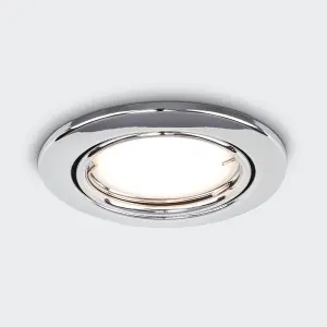 ValueLights Downlight Tiltable Fire Rated Chrome Ceiling Light Fitting Single Pack