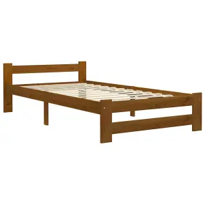 Berkfield Bed Frame Honey Brown Solid Pine Wood 100x200 cm