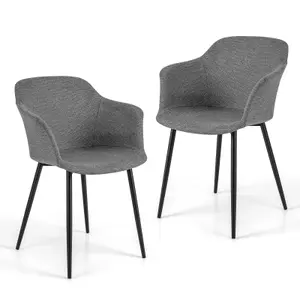 Costway Set of 2 Dining Chairs Upholstered Armless Accent Chair With Ergonomic Backrest