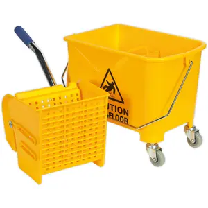 20 Litre Heavy Duty Composite Mop Bucket - Side Press Wringer - 50mm Wheels