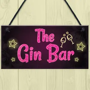 Red Ocean Novelty Gin Bar Sign Neon Effect Home Bar Man Cave Kitchen Sign Gin Gifts