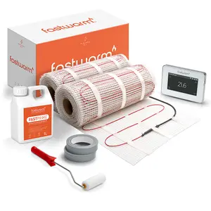 Fastwarm 200W Electric Underfloor Heating Mat Kit - 16m - Touch White Thermostat