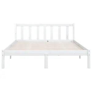 Berkfield Bed Frame White Solid Pinewood 140x200 cm