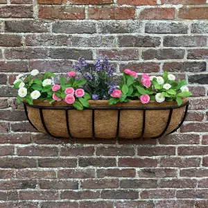 Manor Garden Black Metal Wall Basket Manger Trough Planter (75cm)