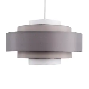 ValueLights Hampshire Modern 3 Tone Grey 5 Tier Cylinder Ceiling Pendant Light Shade