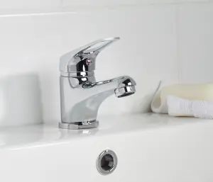 Bristan Iris Chrome Basin Mixer Mono Tap Cloakroom Bathroom + Fixings + Waste