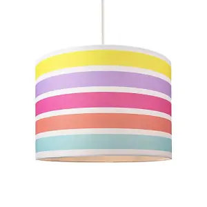 Modern and Cute Multi Coloured Rainbow Stripe Cotton Fabric Lamp Shade - 10