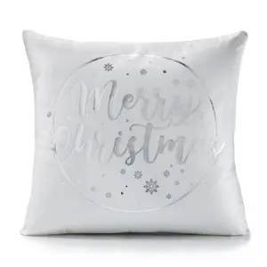 Merry Christmas Silver 18" Christmas Cushion