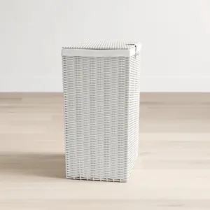 Hand Woven Plastic Laundry Hamper with Handles Medium (49 cm x 38.5 cm x 24.5 cm)