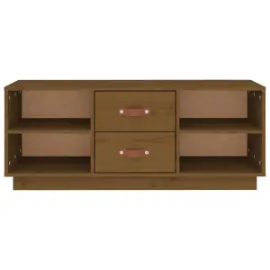 Berkfield TV Cabinet Honey Brown 100x34x40 cm Solid Wood Pine