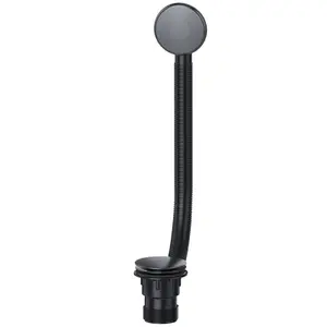 SPARES2GO Clicker Bath Waste Plug 40mm 1.5" Combination Click Clack Overflow (Black)