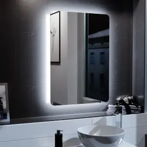 Nes Home Bathroom Modern LED IP44 Illuminated Rectangular Demister Mirror 500 X 700mm