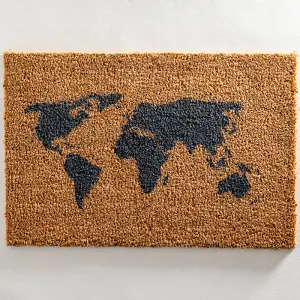 World Map Grey Doormat - Regular 60x40cm