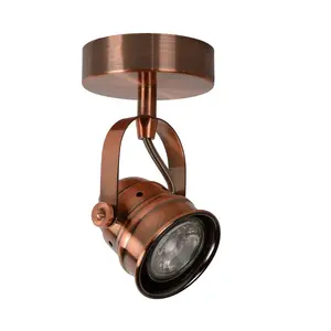 Lucide Cigal Cottage Ceiling Spotlight 9cm - LED - GU10 - 1x5W 2700K - Copper